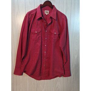 Red ELY CATTLEMAN PEARL SNAP Western Long Sleeve Shirt Men’s 17 1/2 - XL